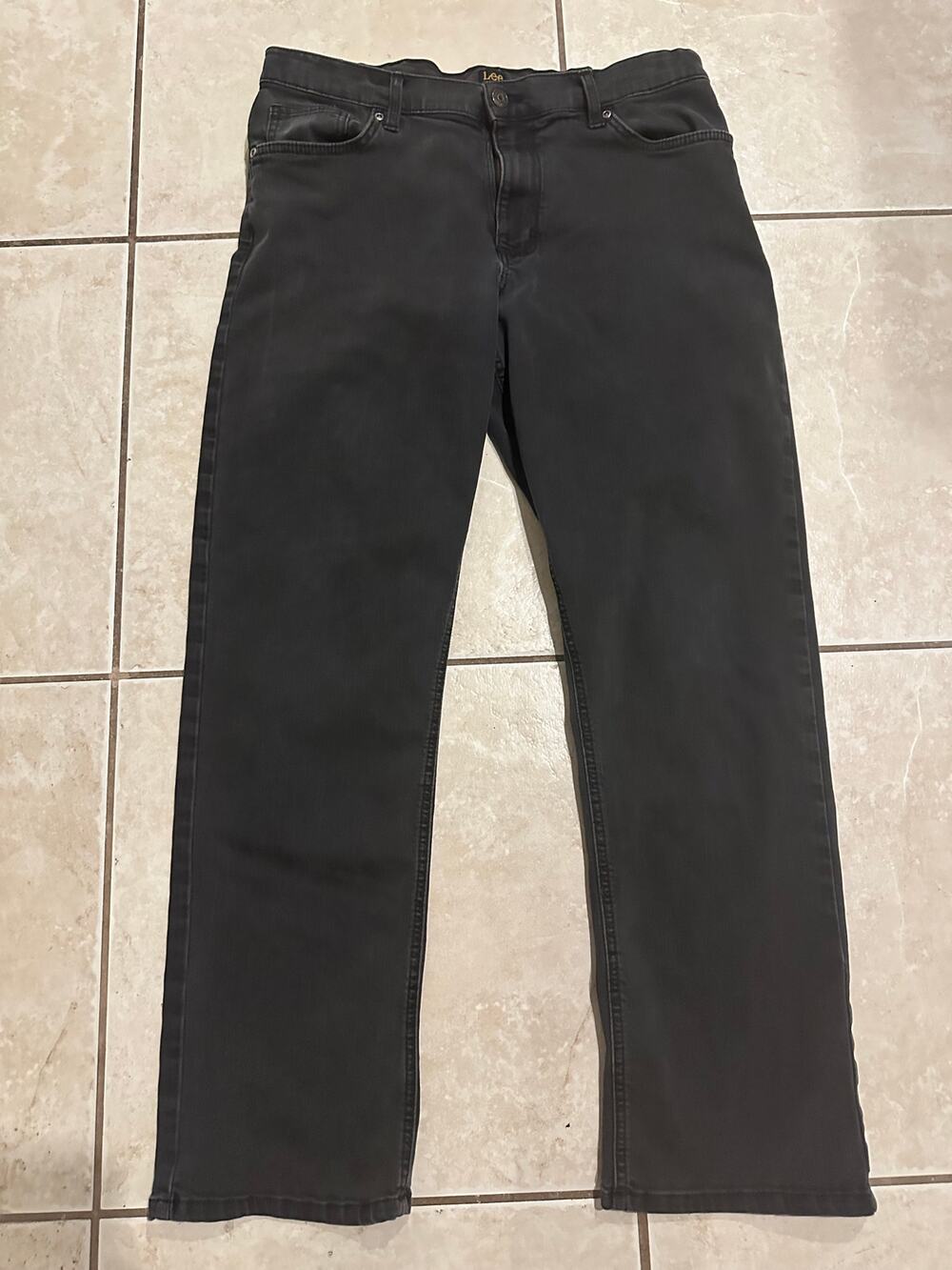 Lee Straight Fit Jeans Mens Black Stretch Denim 5-Pocket Casual Pants sz 31